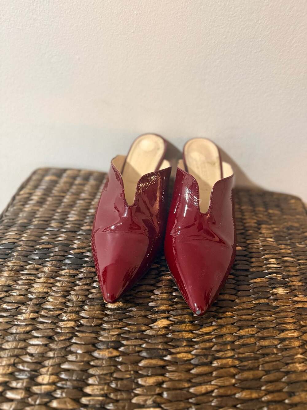 Napoleoni Ruby Red Patent Leather Pointed Toe Mules
